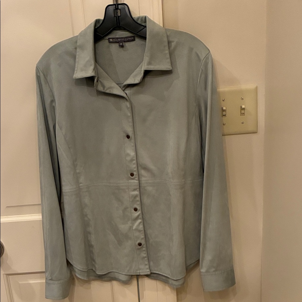 ELLIOTT LAUREN safe green suede shirt